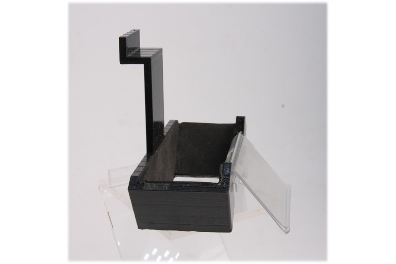 Black ABS support for padel rackets attachable to strength bars or tubes
