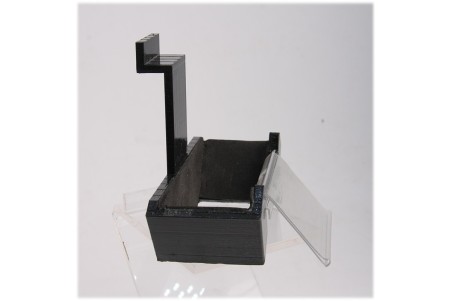Black ABS support for padel rackets attachable to strength bars or tubes