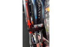 Triple slatwall padel racket holder displaying three padel rackets by Shelf2000 2