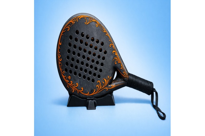 Support PalaStand maintenant une raquette de padel de manière stable par son chant