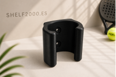 Soporte para palas de pádel de ABS con fijación a pared en color negro