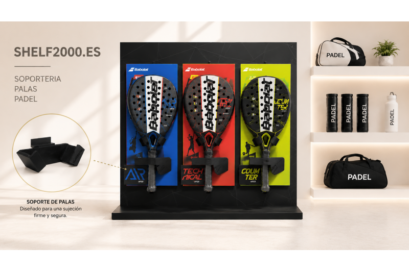 Shelf2000 slatwall padel display