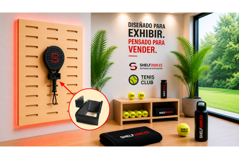 Support raquettes padel pour panneau rainuré V2 |  Shelf2000