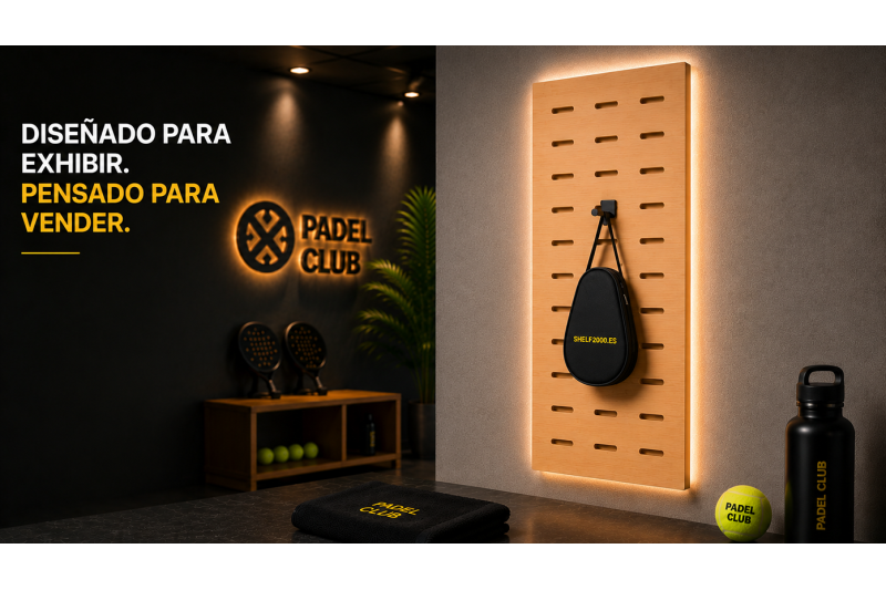 Black ABS hook for padel racket display
