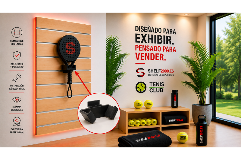 Suporte raquetes padel painel de lama V2 | Shelf2000