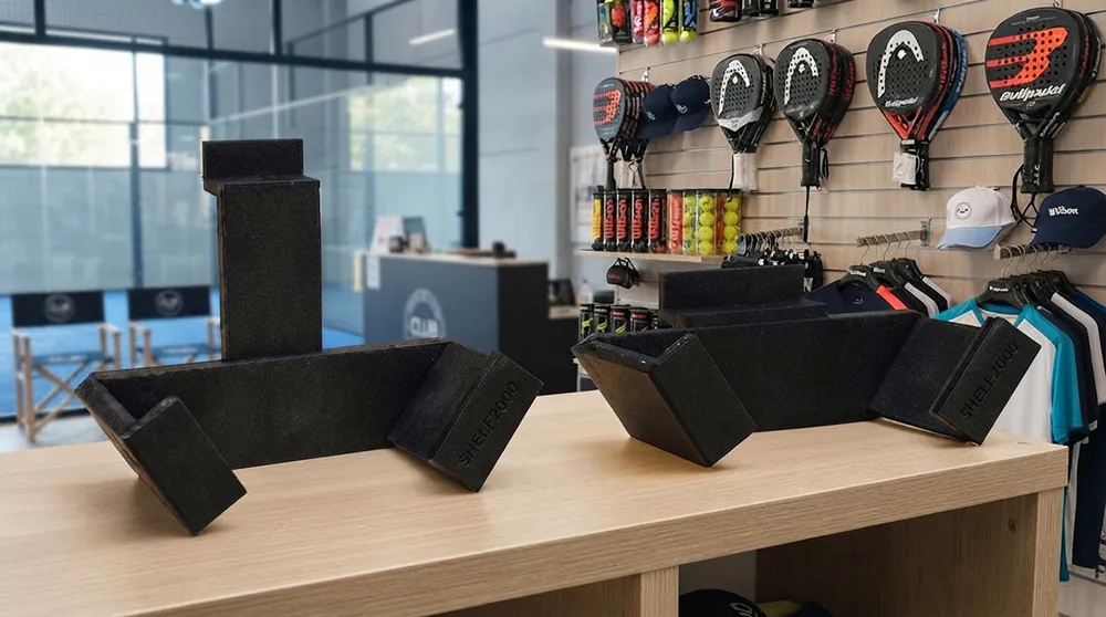 Soportes para tableros de lama en tiendas de padel