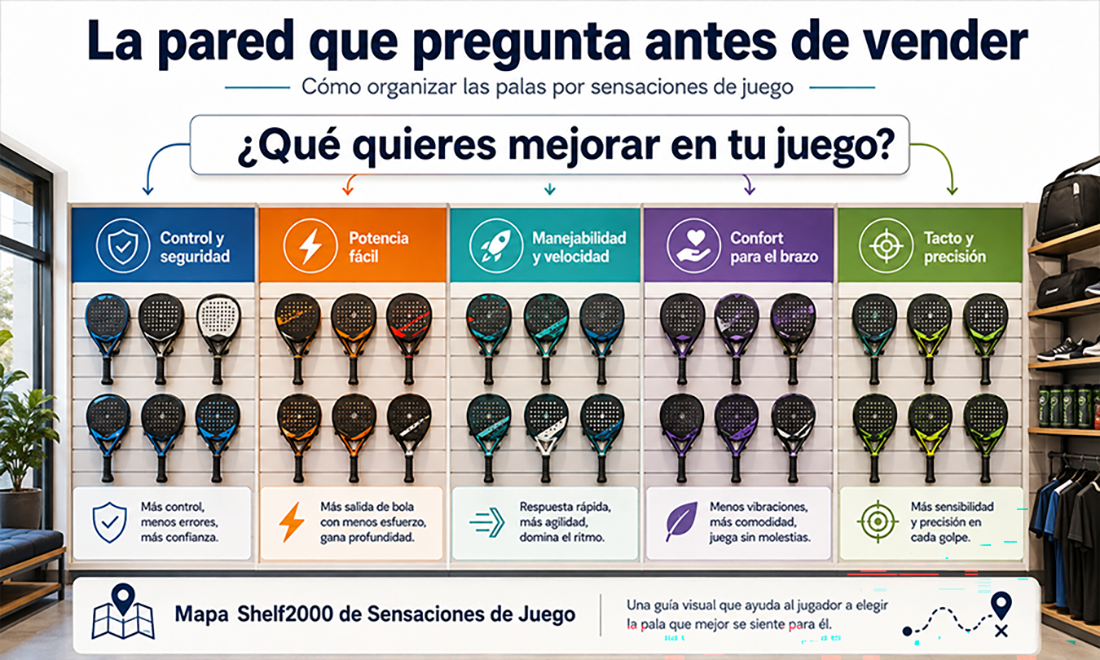 La pared que pregunta antes de vender: cómo convertir la exposición de palas en un mapa físico de sensaciones